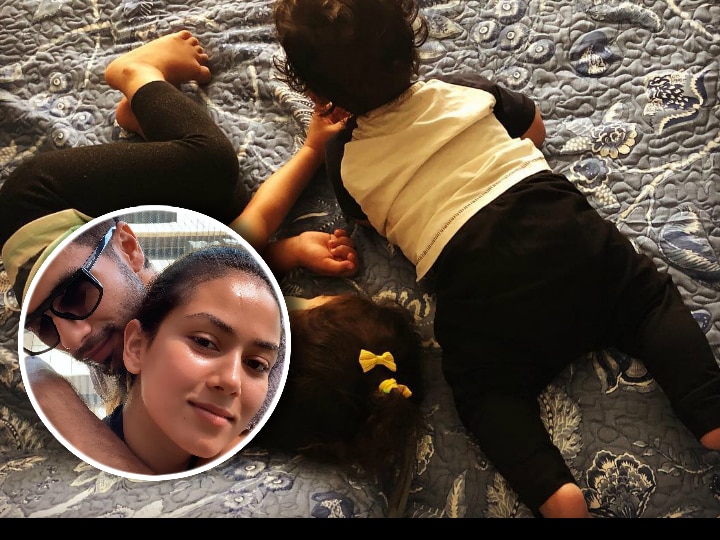 Mira Rajput shares a new pic of daughter Misha & son Zain playing while big sister wears baby bro's T-shirt! Mira Rajput shares new pic of Misha & Zain, big sister plays with li'l bro wearing his T-shirt!