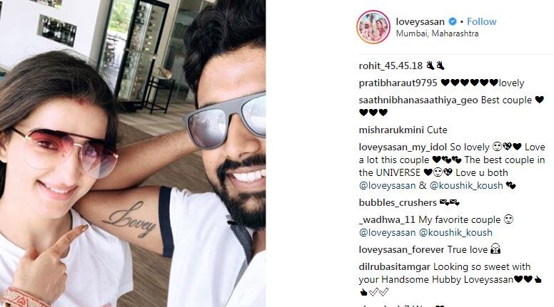 Saath Nibhana Saathiya actress Lovey Sasan’s husband gets his wife’s name inked (SEE PIC)