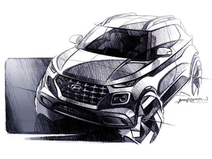 New Hyundai Venue SUV Pencil Sketch | hyundai venue drawing - YouTube