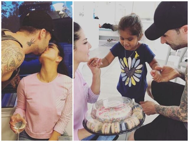 PICS: Sunny Leone & Daniel Weber celebrate wedding anniversary by cutting cake baked by daughter Nisha! Sunny Leone & Daniel Weber celebrate eighth wedding anniversary daughter Nisha Kaur Weber bakes cake for them! SEE PICS