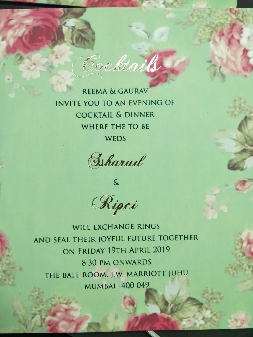 PICS: TV actor Ssharad Malhotra-Ripci Bhatia's BEAUTIFUL floral themed wedding card OUT; Couple to get married on April 20!