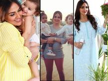 Pregnant Esha Deol shoots for a commercial flaunting her baby bump, daughter Radhya visits mom on sets!