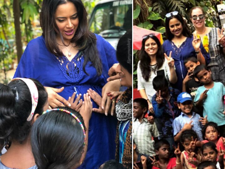 Awww! Pregnant Sameera Reddy visits a NGO, plays games with street kids & they feel her baby bump! Pregnant Sameera Reddy's 