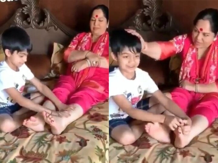 Shilpa Shetty's son Viaan Raj Kundra massaging his grandmother Sunanda Shetty's feet WATCH: This video of Shilpa Shetty's little son Viaan Raj Kundra massaging his nani Sunanda Shetty's feet is too adorable for words!