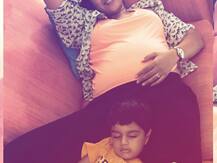Pregnant Sameera Reddy\'s son Hans Varde\'s afternoon siesta with mommy on couch is just too cute!