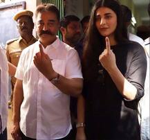 In Pics | LS polls: From Rajinikanth to Kamal Haasan, eminent actors turn up to exercise their franchise