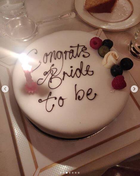 Ishita’s friends surprised her with a cake that had the message- ‘’ Congrats bride to be.’’