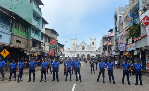 Blasts where also reported at the Shangri-La, Cinnamon Grand and Kingsbury five-star hotels in Colombo. The newspaper also said that there were several foreign tourists among the victims. (Photo by ISHARA S. KODIKARA / AFP)