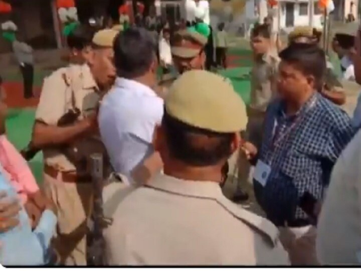 WATCH VIDEO BJP workers beat up presiding officer in Moradabad WATCH VIDEO: BJP workers beat up presiding officer in Moradabad