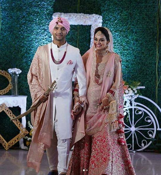 The couple had a simple wedding in a gurdwara where the newlyweds were twining in pink.
