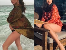 Mommy-to-be Amy Jackson poses looking super hot in red flaunting her legs