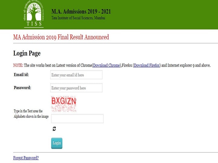 TISS Final Result 2019 for MA Admissions released at admissions.tiss.edu, check direct link here TISS Final Result 2019 for MA Admissions released at admissions.tiss.edu, check direct link here