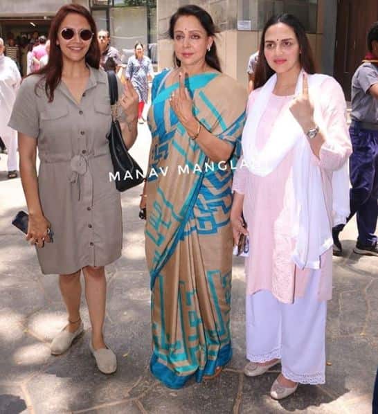 Actress turned politician Hema Malini with daughters Esha Deol (pregnant with her second child) and Ahana Deol. (Photo: Manav Manglani)