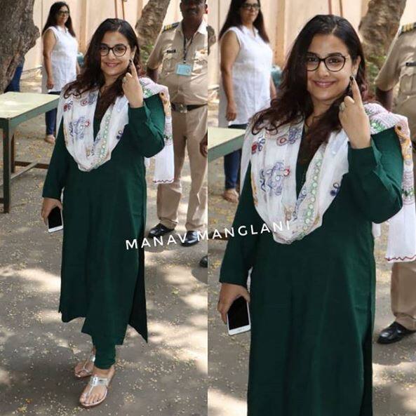 Vidya Balan snapped by paps outside a polling booth in Mumbai. (Photo: Manav Manglani)