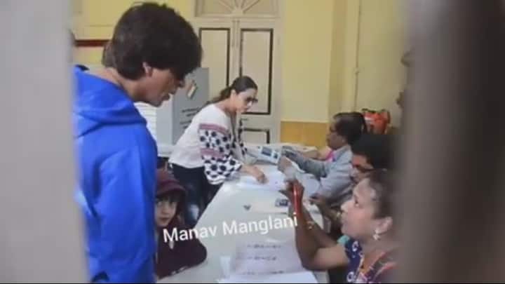 Shah Rukh Khan and Gauri at the polling booth casting their votes