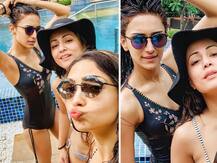 \'Kasautii Zindagii Kay\' girls Erica Fernandes, Hina Khan & Pooja Banerjee turn water babes at a pool!