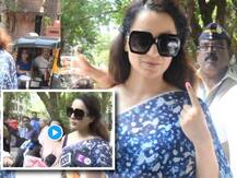 VIDEO Inside! Kangana Ranaut votes, attacks Congress & Sonia Gandhi