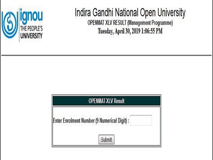 IGNOU OPENMAT XLV Result 2019 released, form submission begins IGNOU OPENMAT XLV Result 2019 released, form submission begins