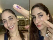 Farah Khan Ali\'s voting ink \'reappears\' on her finger 24 hrs after vanishing on Monday, Shares new pics with “faint staining”!