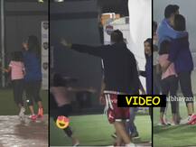 Aaradhya Bachchan rushes to hug Abhishek Bachchan & Aishwarya Rai on football ground