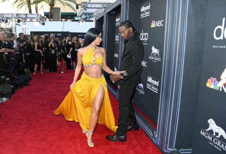 Cardi B and her husband, Offset, showed up together at the Billboard Music Awards red carpet on Wednesday night