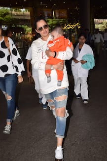 PHOTOS: Sania Mirza nails mommy fashion as she gets PAPPED with BABY SON Izhaan Mirza Malik at the airport!