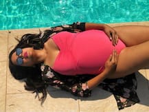 PICS: Pregnant Sameera Reddy poses in a swimsuit as she \'enjoys & celebrates\' her growing baby bump!