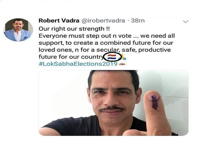 Robert Vadra posts Paraguay flag emoji in place of Tricolour, gets trolled Vadra posts Paraguay flag emoji in place of Tricolour, gets trolled