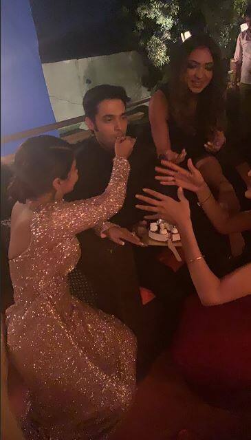 Hina's co-stars gave her a 'mini farewell' by organizing a cake with a cute message. The message on cake reads,