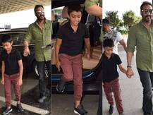 Airport Diaries: Doting father Ajay Devgn clicked with son Yug; SEE PICS