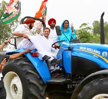 PICTURES: In Punjab, Rahul Gandhi Drives Tractor With CM Captain Amarinder Singh