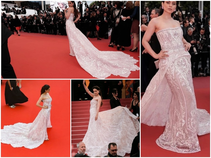 Cannes 2019: Kangana Ranaut poses on the RED CARPET of Cannes Film Festival 2019!  Cannes 2019! PHOTOS: Like a QUEEN! Kangana Ranaut looks breathtakingly gorgeous in a white embellished gown on the RED CARPET!
