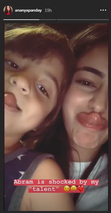 SRK's son & Ananya Panday try touching their noses with their tongues, Abram Khan left shocked with her talent!