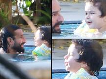 Cuteness Alert! Taimur Ali Khan beats the heat with dad in a pool, Saif gives some swimming lessons to his munchkin!