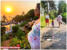 PICS: Pregnant Sameera Reddy flaunts baby bump as she chills in Goa with her family!