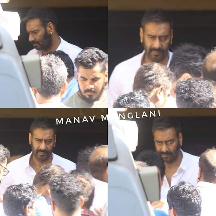 Ajay Devgn at his house ahead of father Veeru Devgan's last rites which will be held in a while