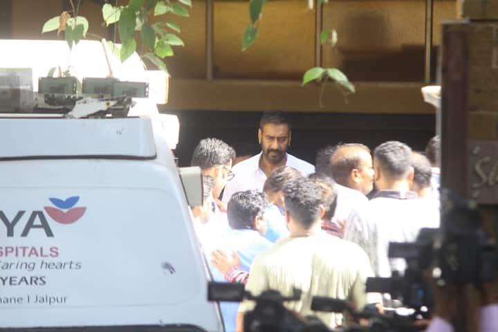 Ajay Devgn at his house ahead of father Veeru Devgan's last rites which will be held in a while