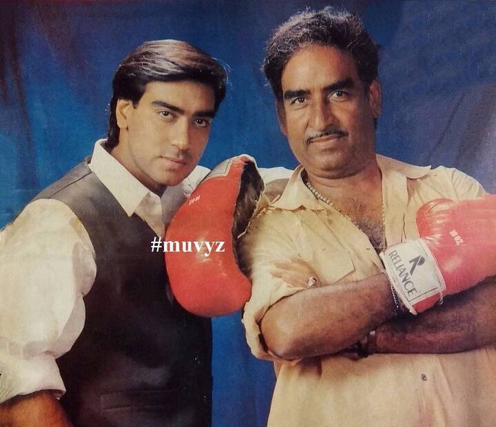 Here's another picture from the archives that's currently being circulated on social media by Ajay Devgn's fans post his father's demise. (Pic: Muvyz)