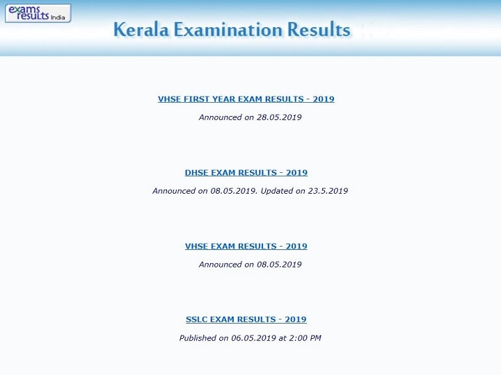 Kerala First Year Exam Results 2019 Declared: Check VHSE Plus One Result on keralaresults.nic.in Kerala First Year Exam Results 2019 Declared: Check VHSE Plus One Result on keralaresults.nic.in