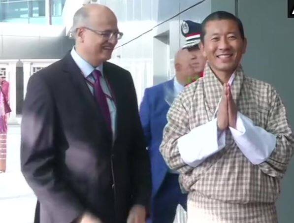 Foreign Secretary Vijay Gokhle receives Prime Minister of Bhutan, Lotay Tshering on his arrival in Delhi. He will attend PM Narendra Modi's oath ceremony at Rashtrapati Bhawan later today.  / ANI IMAGE