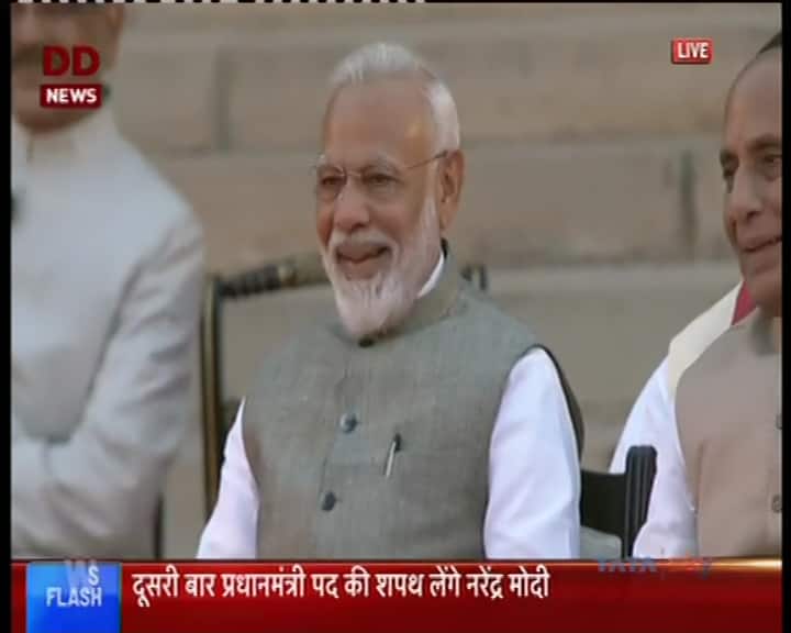 NEW DELHI: Capping a landslide election victory, Prime Minister Narendra Modi arrived at Rashtrapti Bhavan to take oath along with a new council of ministers for a second term.