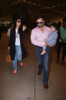 PHOTOS: Saif-Kareena and a sleepy baby Taimur Ali Khan in Pajamas clicked at airport as they leave for London!