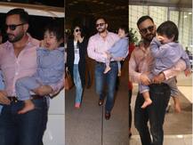 PHOTOS: Saif-Kareena and a sleepy baby Taimur Ali Khan in Pajamas clicked at airport as they leave for London!