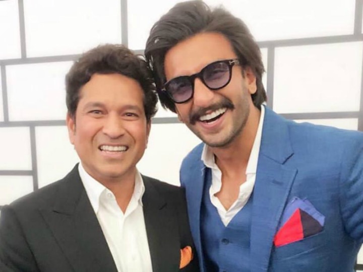 '83' actor Ranveer Singh poses with 'God of cricket' Sachin Tendulkar after Shane Warne & Sunil Gavaskar! SEE PICS! PICS: Ranveer Singh beams with joy as he poses with 'God of cricket' Sachin Tendulkar!