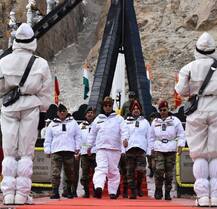 IN PICS: Defence Minister Rajnath Singh reaches Siachen, pays tribute to martyrs
