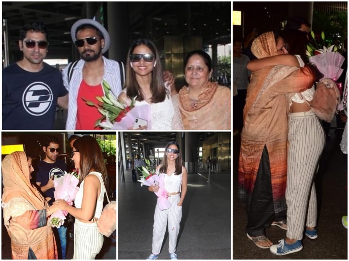 TV actress Hina Khan returns to India with boyfriend Rocky Jaiswal; Receives a surprise welcome from mom & brother!  PICS: Hina Khan returns to India with boyfriend Rocky Jaiswal; Receives a surprise welcome from mom & brother!