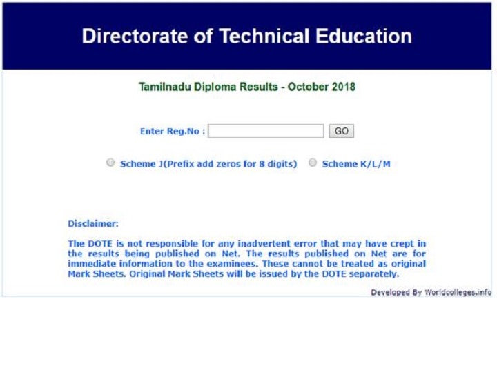 TNDTE Diploma Result 2019 date: Tamil Nadu Directorate of Technical Education DECLARED diploma result at tndte.gov.in TNDTE Diploma Result 2019 date: Tamil Nadu Directorate of Technical Education DECLARED diploma result; Direct link here