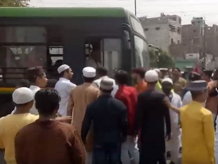 Protests in Delhi's Khureji after car hits men emerging from mosque Protests in Delhi's Khureji after car hits men emerging from mosque