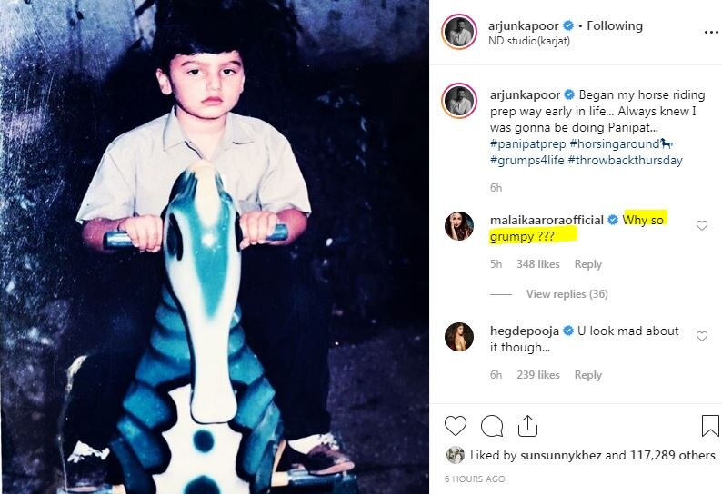 Arjun Kapoor shares childhood picture on toy horse; Ladylove Malaika Arora asks 