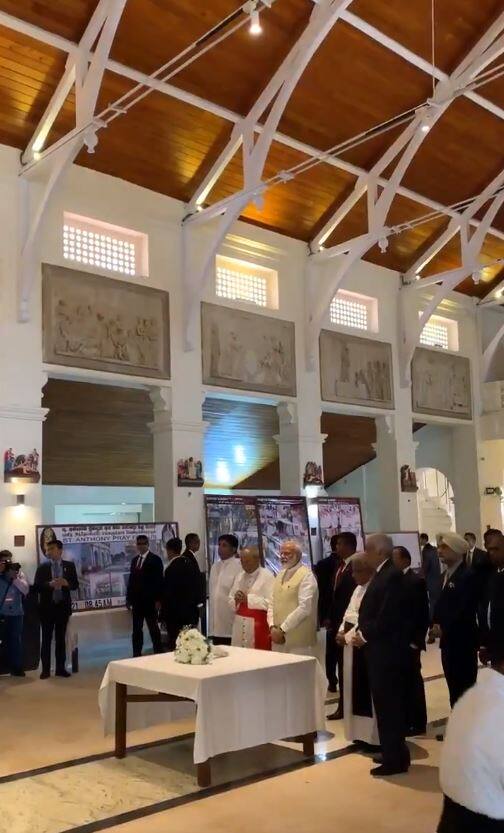 PM tweeted a video of the site and wrote: “Started the Sri Lanka visit by paying my respect at one of the sites of the horrific Easter Sunday Attack, St. Anthony's Shrine, Kochchikade. / Image: Twitter